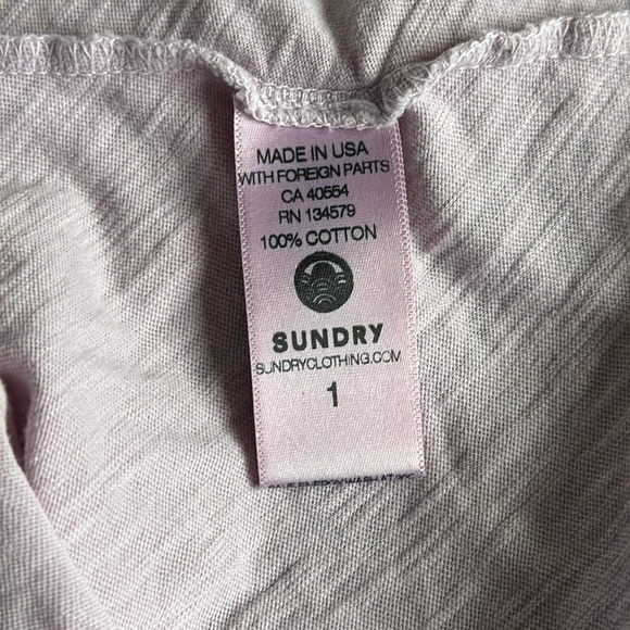 Sundry Light Purple Lilac Ruffle Short Sleeve T-Shirt 1 - Picture 8 of 10